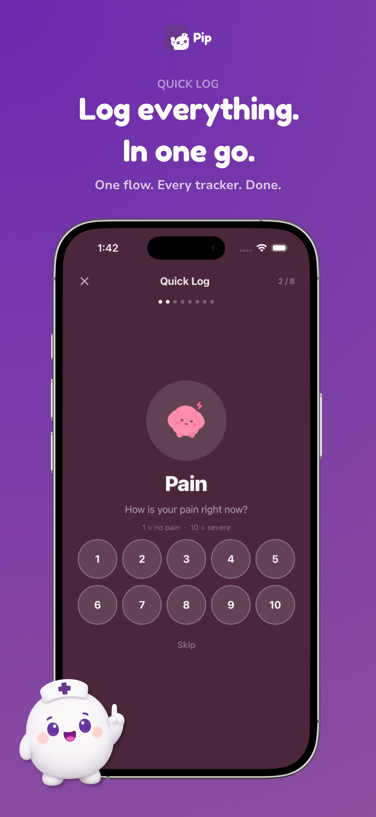 Pip quick log screenshot